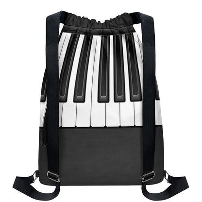 Piano Keyboard Print Drawstring Backpack