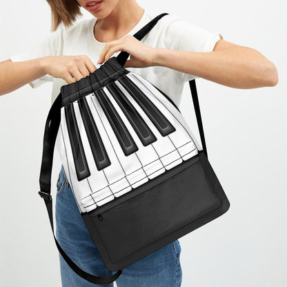 Piano Keyboard Print Drawstring Backpack