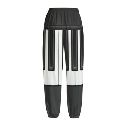 Piano Keyboard Print Fleece Lined Knit Pants