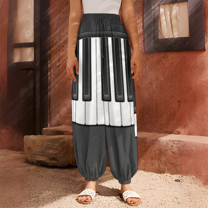 Piano Keyboard Print Harem Pants