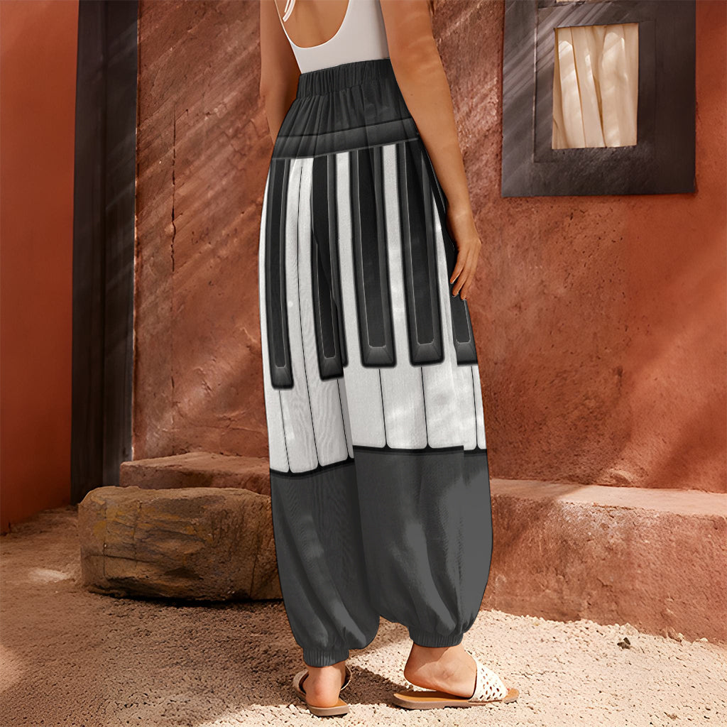 Piano Keyboard Print Harem Pants