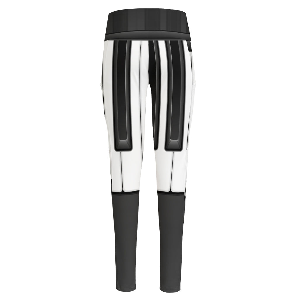 Piano Keyboard Print High-Waisted Pocket Leggings