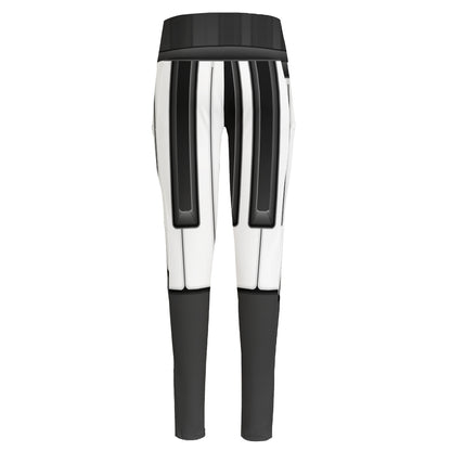 Piano Keyboard Print High-Waisted Pocket Leggings