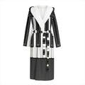 Piano Keyboard Print Hooded Bathrobe