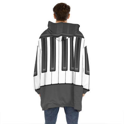 Piano Keyboard Print Hoodie Blanket