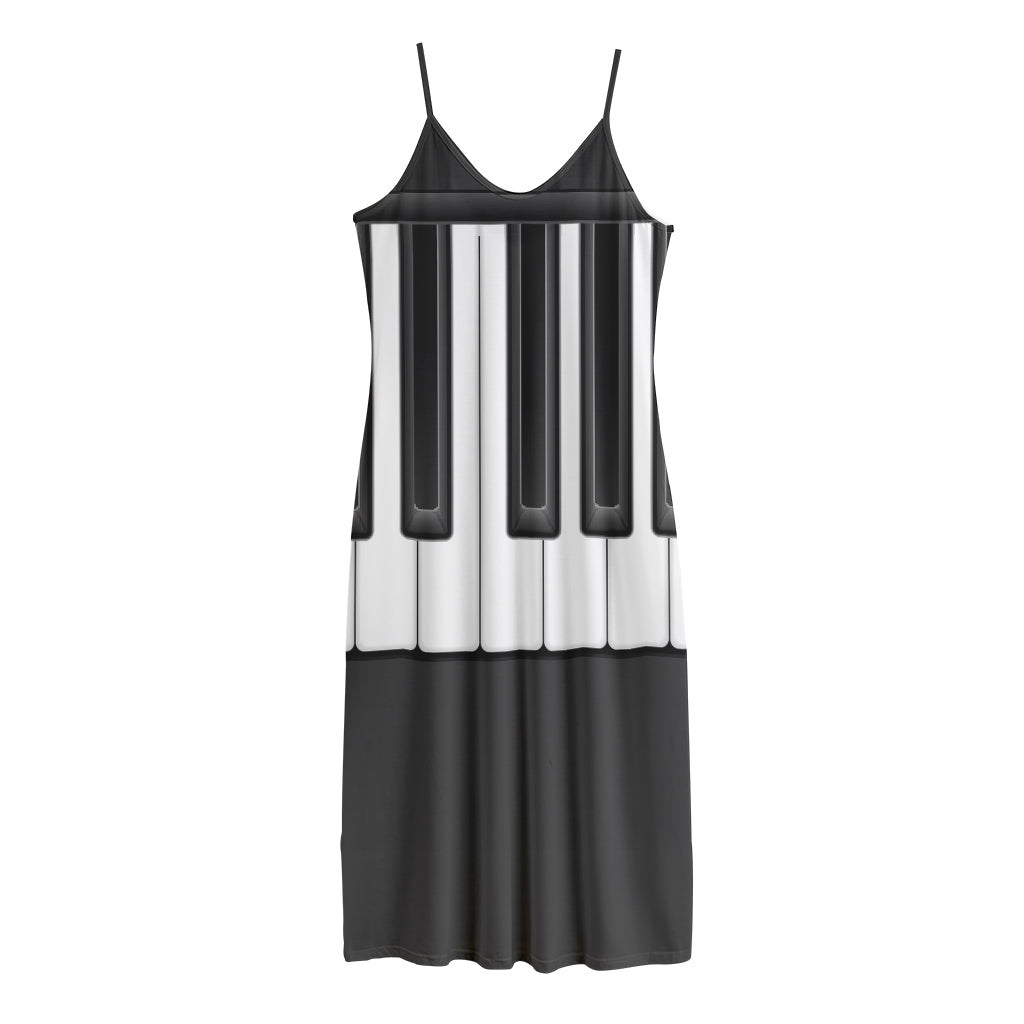 Piano Keyboard Print Jersey Midi Cami Dress