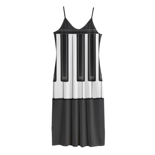 Piano Keyboard Print Jersey Midi Cami Dress
