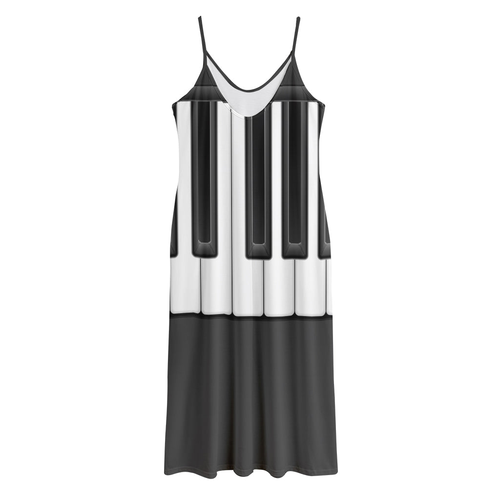 Piano Keyboard Print Jersey Midi Cami Dress