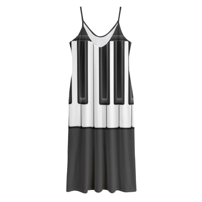 Piano Keyboard Print Jersey Midi Cami Dress