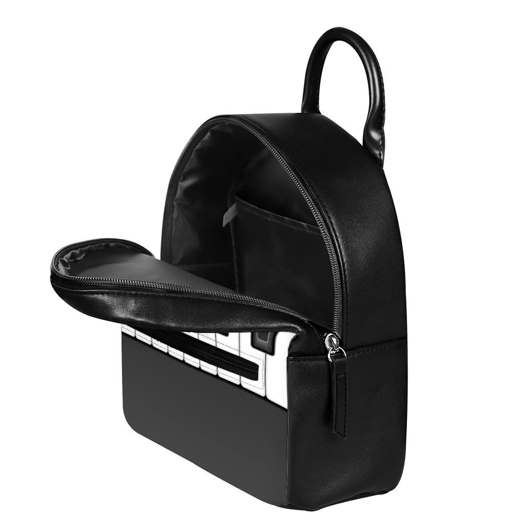 Piano Keyboard Print Leather Backpack