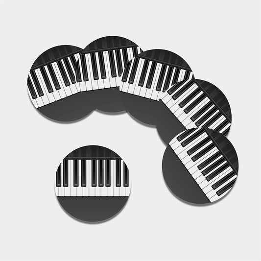 Piano Keyboard Print Leather Coaster Set