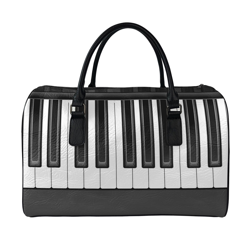 Piano Keyboard Print Leather Duffle Bag