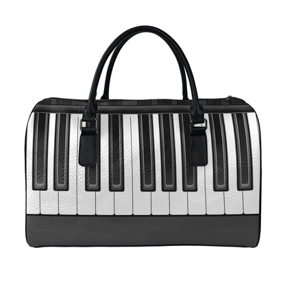 Piano Keyboard Print Leather Duffle Bag