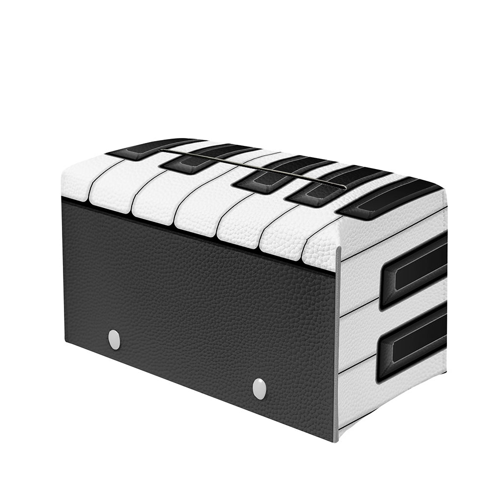 Piano Keyboard Print Leather Tissue Box Cover
