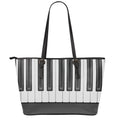 Piano Keyboard Print Leather Tote Bag With Zipper