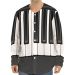 Piano Keyboard Print Long Sleeve Baseball Jersey