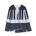 Piano Keyboard Print Long Sleeve Short Coat