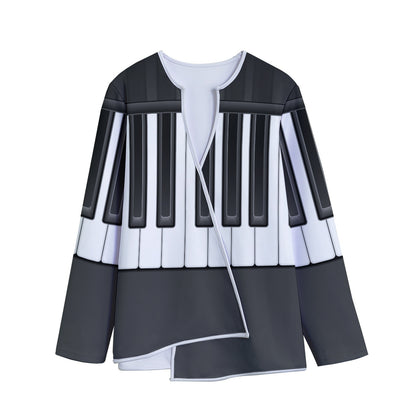 Piano Keyboard Print Long Sleeve Short Coat