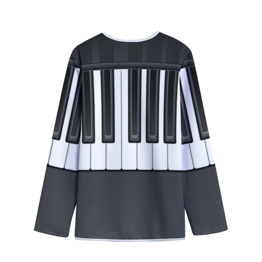 Piano Keyboard Print Long Sleeve Short Coat