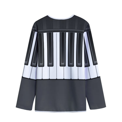 Piano Keyboard Print Long Sleeve Short Coat