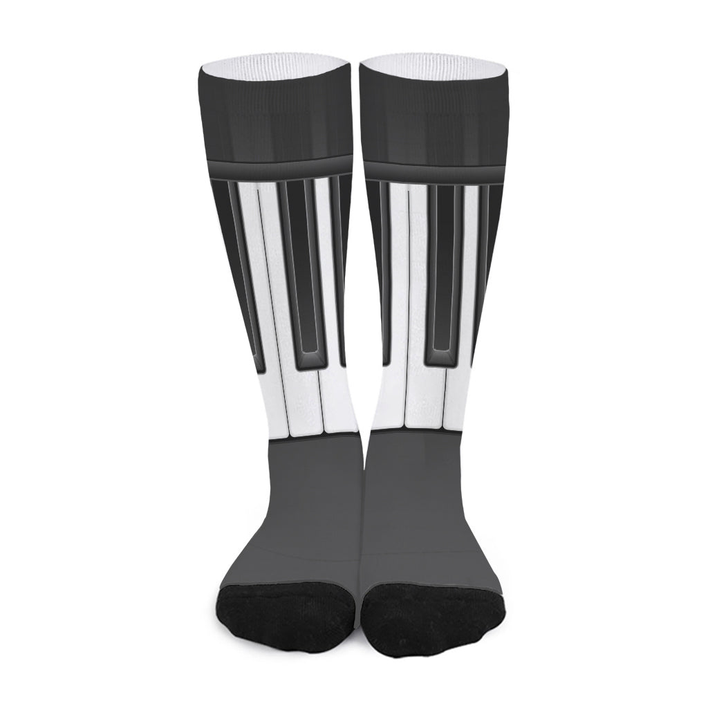 Piano Keyboard Print Long Socks