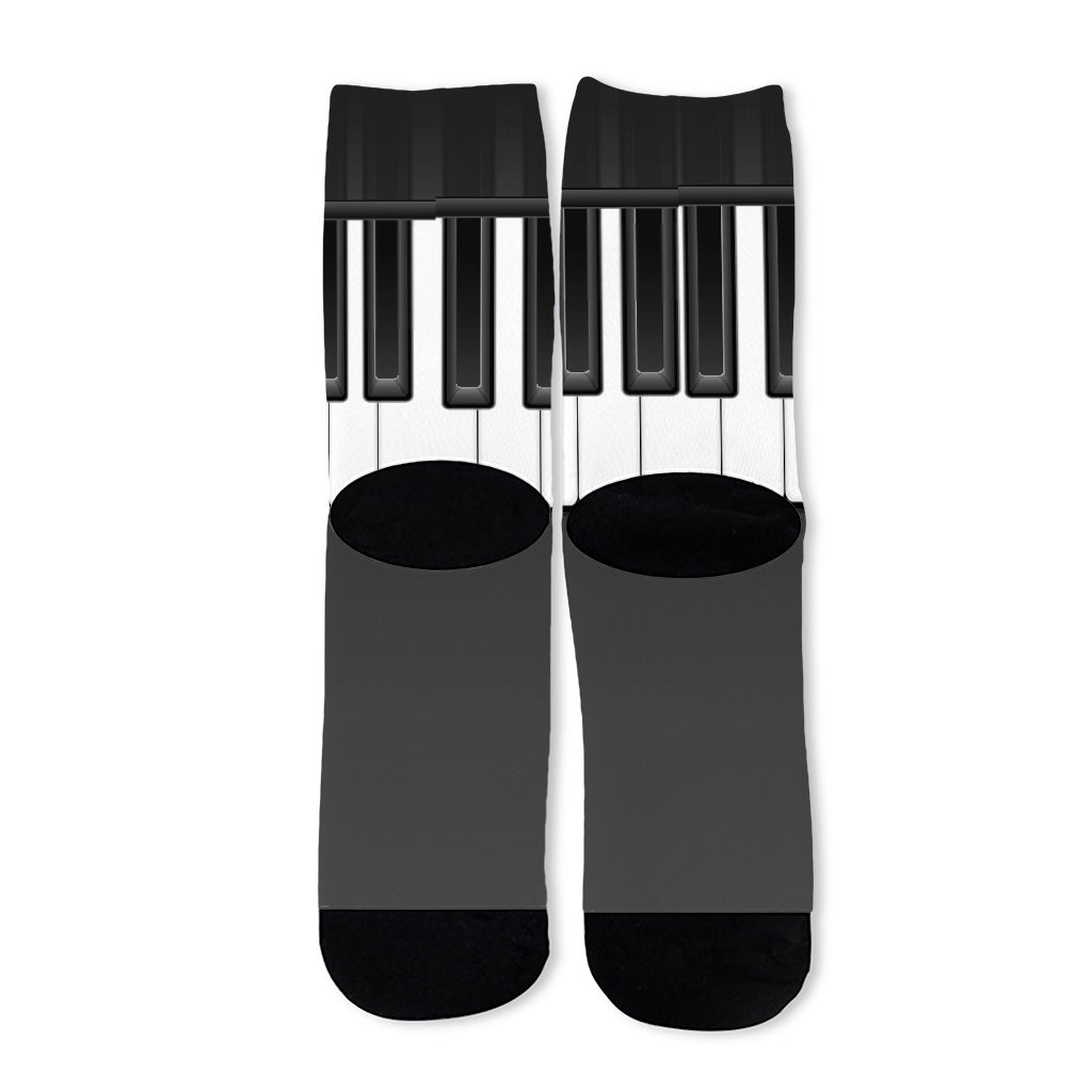 Piano Keyboard Print Long Socks
