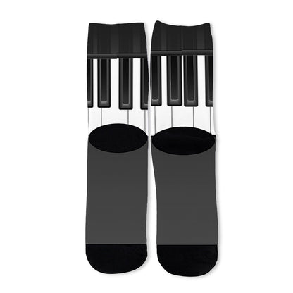 Piano Keyboard Print Long Socks