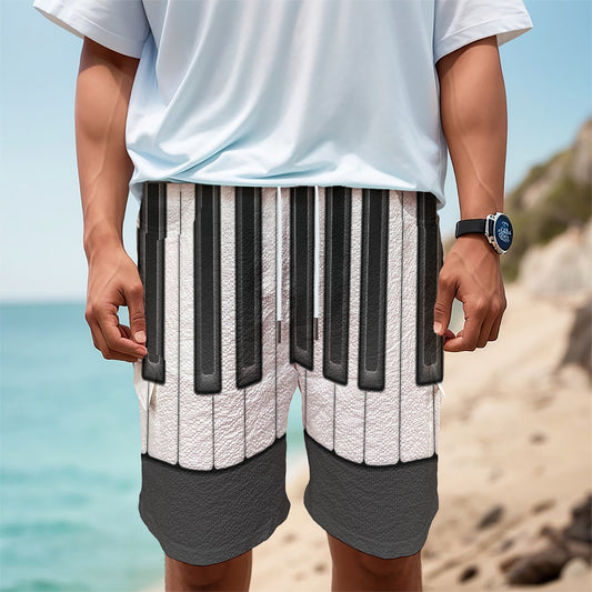 Piano Keyboard Print Men's Cargo Shorts