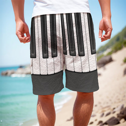 Piano Keyboard Print Men's Cargo Shorts