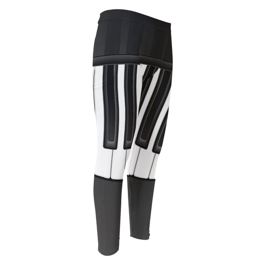 Piano Keyboard Print Men's Compression Pants