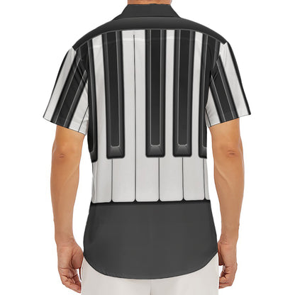 Piano Keyboard Print Men's Deep V-Neck Shirt