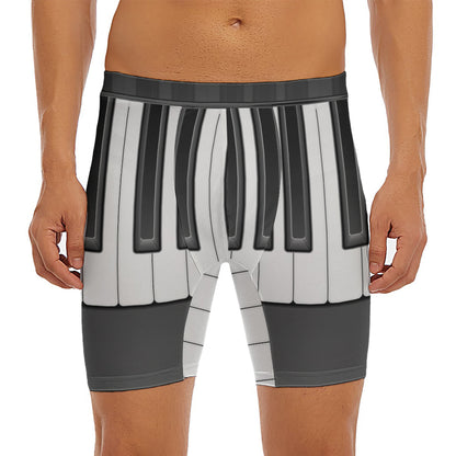 Piano Keyboard Print Men's Long Boxer Briefs