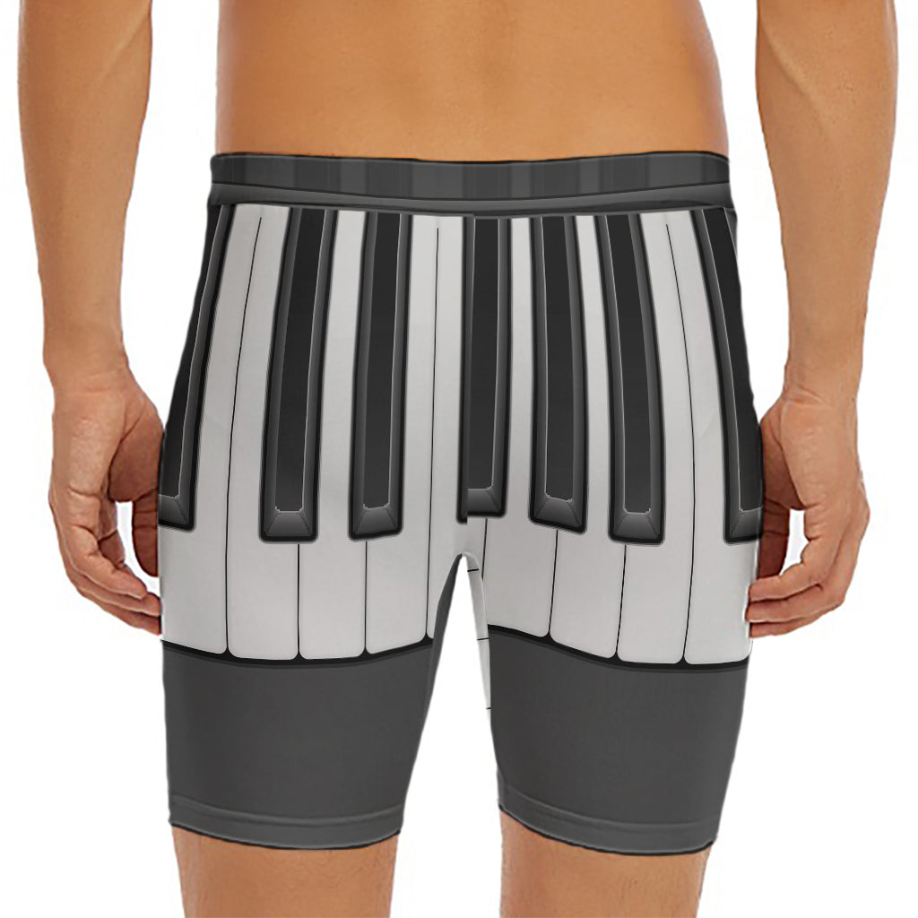 Piano Keyboard Print Men's Long Boxer Briefs