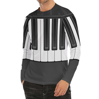 Piano Keyboard Print Men's Long Sleeve Rash Guard