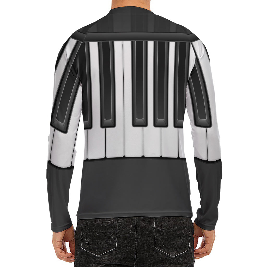Piano Keyboard Print Men's Long Sleeve Rash Guard
