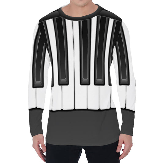 Piano Keyboard Print Men's Long Sleeve T-Shirt