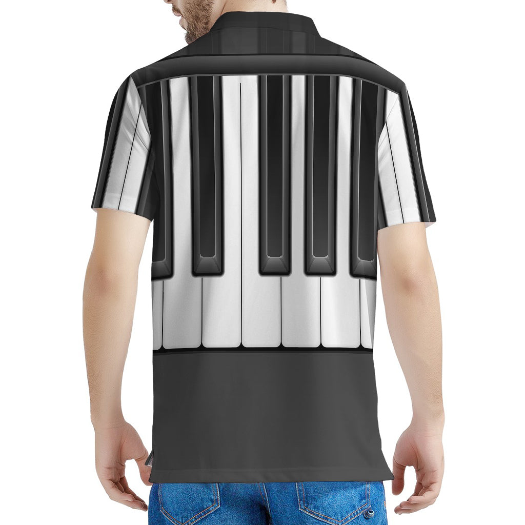 Piano Keyboard Print Men's Polo Shirt