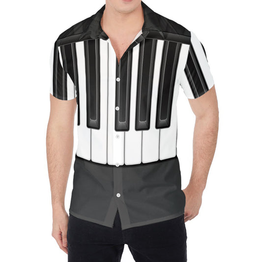 Piano Keyboard Print Men's Shirt