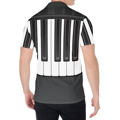 Piano Keyboard Print Men's Shirt