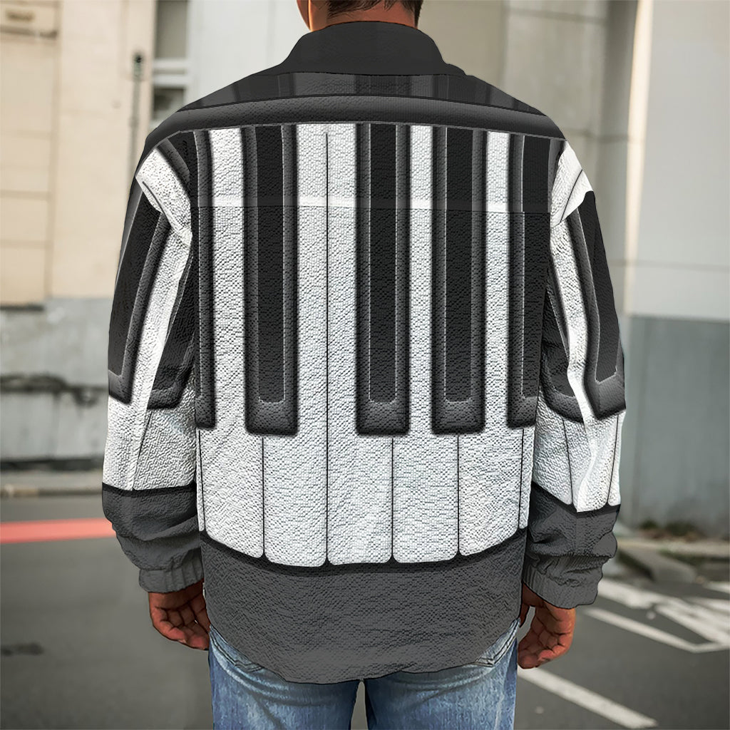 Piano Keyboard Print Men's Shirt Jacket