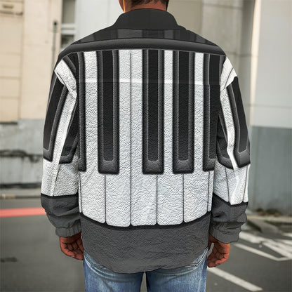 Piano Keyboard Print Men's Shirt Jacket