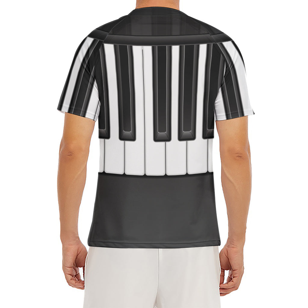 Piano Keyboard Print Men's Short Sleeve Rash Guard