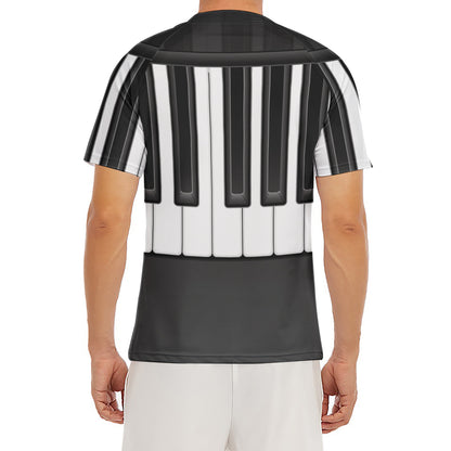 Piano Keyboard Print Men's Short Sleeve Rash Guard