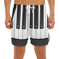 Piano Keyboard Print Men's Split Running Shorts