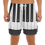 Piano Keyboard Print Men's Split Running Shorts