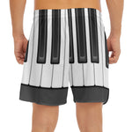 Piano Keyboard Print Men's Split Running Shorts