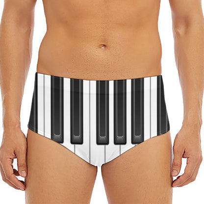 Piano Keyboard Print Men's Triangle Swim Briefs