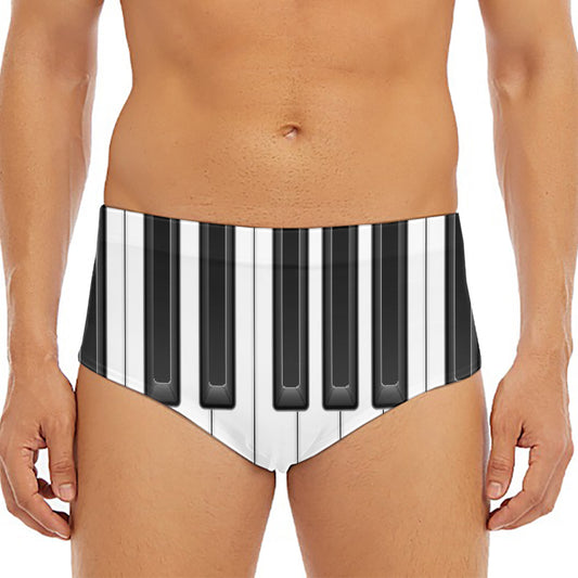 Piano Keyboard Print Men's Triangle Swim Briefs