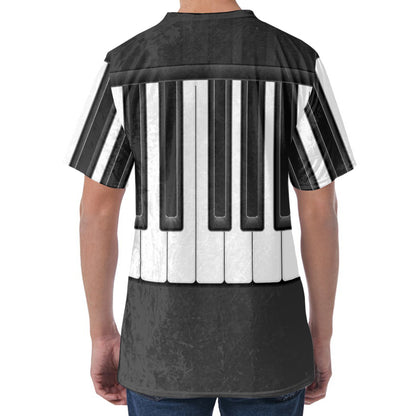 Piano Keyboard Print Men's Velvet T-Shirt