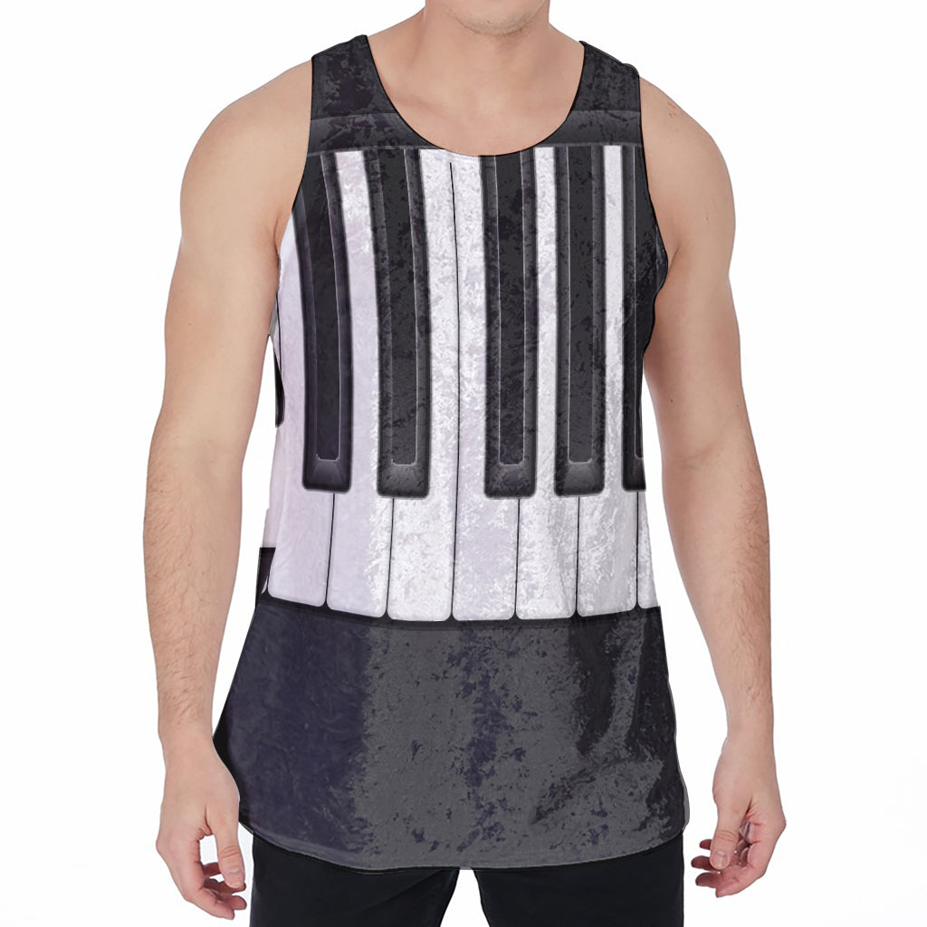 Piano Keyboard Print Men's Velvet Tank Top